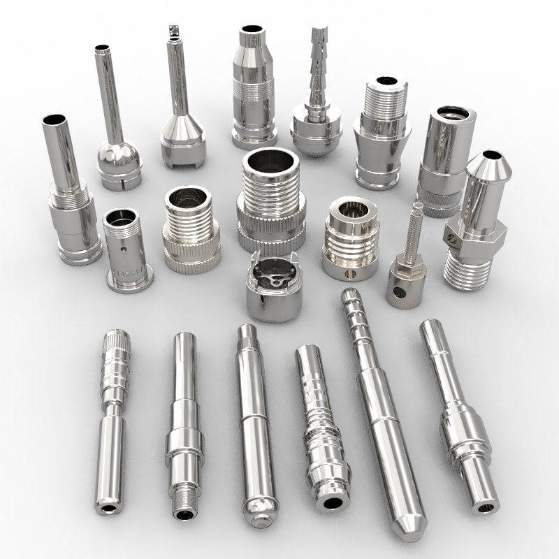 Precision machined connectors, pins, and shaft components